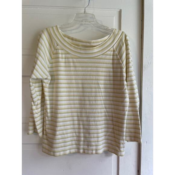 Eddie Bauer Size Large 100% Cotton Pullover Long Sleeve Striped Boatneck Tee - Picture 1 of 4